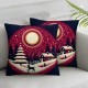 Ulloord Merry Christmas Throw Pillow Covers Aesthetic Holiday Winter Scene Washable Bedroom Square Soft Linen Christmas Room Decor,Purple,