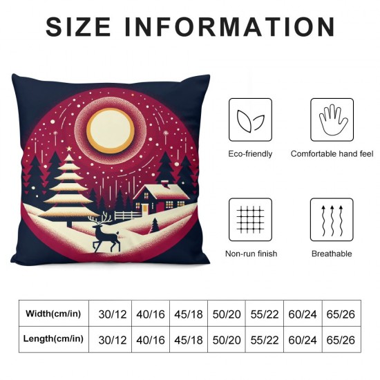 Ulloord Merry Christmas Throw Pillow Covers Aesthetic Holiday Winter Scene Washable Bedroom Square Soft Linen Christmas Room Decor,Purple,