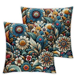 Ulloord Flower Throw Pillow Covers  Spring Abstract Leaf Plant Aesthetic Ethnic Bohemian Modern Colorful Cozy Velvet Washable Home Sofa Living Room Decor Bedroom Dorm Square Pillow case