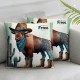 Ulloord Cute Cow Throw Pillow Covers Calf Green Cozy Velvet Washable Indoor Living Room Couch Standard Home Sofa Bed Decor Pillow case