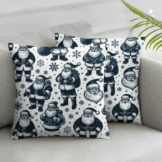 Ulloord Blue Christmas Throw Pillow Covers Christmas Cute Pillow Covers Decorative Cushion Covers for Christmas Party Gifts Living Room Bedroom Sofa Bed