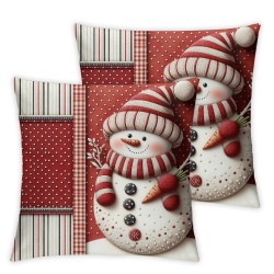 Ulloord Snowman Red Christmas Throw Pillow Covers Cute Christmas Pillow Covers Decorative Cushion Covers for Party Gifts Living Room room Sofa Decoration