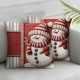 Ulloord Snowman Red Christmas Throw Pillow Covers Cute Christmas Pillow Covers Decorative Cushion Covers for Party Gifts Living Room room Sofa Decoration