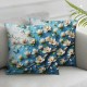 Ulloord Orchid Floral Throw Pillow Covers  Spring Butterfly Aesthetic Classic Oil Painting Art Blue Soft Velvet Washable Outdoor Home Hotel Bedroom Living Room Decor Cushion Cover