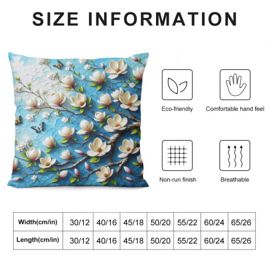 Ulloord Orchid Floral Throw Pillow Covers  Spring Butterfly Aesthetic Classic Oil Painting Art Blue Soft Velvet Washable Outdoor Home Hotel Bedroom Living Room Decor Cushion Cover