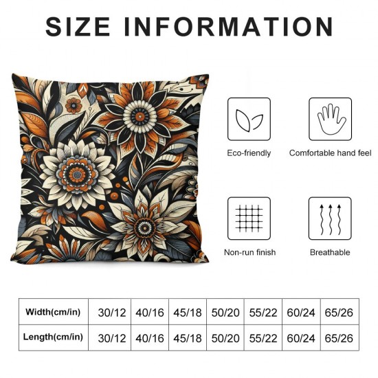 Ulloord Floral Throw Pillow Covers Leaf Orange Fruits Colorful Soft Velvet Fabric Living Room Bedroom Indoor Cushion Cover Square