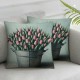 Ulloord Floral Throw Pillow Covers Gift Aesthetic Spring Euro Style Pink Cozy Washable Square Decorations for Home Sofa Bed Patio Chair Cushion Cover