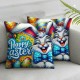 Ulloord Easter Rabbit Throw Pillow Covers Cartoon Egg Funny Striped Animal Flower Letters Colorful Soft Velvet Washable  Home Decorative Room Office Bedroom Couch Sofa Cushion Cover