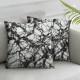 Ulloord Romantic White Silver Gray Carra Marble Stone Abstract Hidden Zipper Home Sofa Decorative Throw Pillow Cover Cushion Case Square Design Polyester Printed Pillowcase