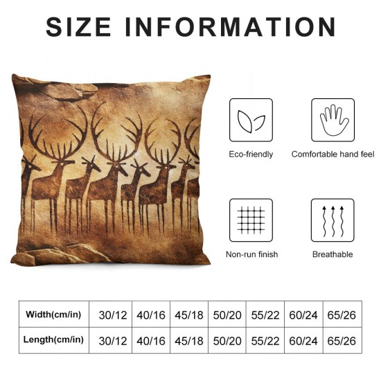 Ulloord Pretty Canyons Petroglyphs Hidden Zipper Home Sofa Decorative Throw Pillow Cover Cushion Case Square Two Sides Design Printed Pillowcase