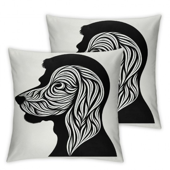 Ulloord Chocolate Labrador Faux Linen Style Romantic Hidden Zipper Home Sofa Decorative Throw Pillow Cover Cushion Case Square Two Sides Design Printed Pillowcase