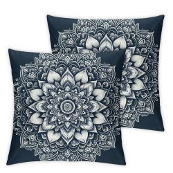 Ulloord Plush Square Modern Navy Blue Abstract Floral Illustration Hidden Zipper Home Sofa Decorative  Throw Pillow Cover Cushion Case ch Design Printed Pillowcase