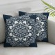 Ulloord Plush Square Modern Navy Blue Abstract Floral Illustration Hidden Zipper Home Sofa Decorative  Throw Pillow Cover Cushion Case ch Design Printed Pillowcase