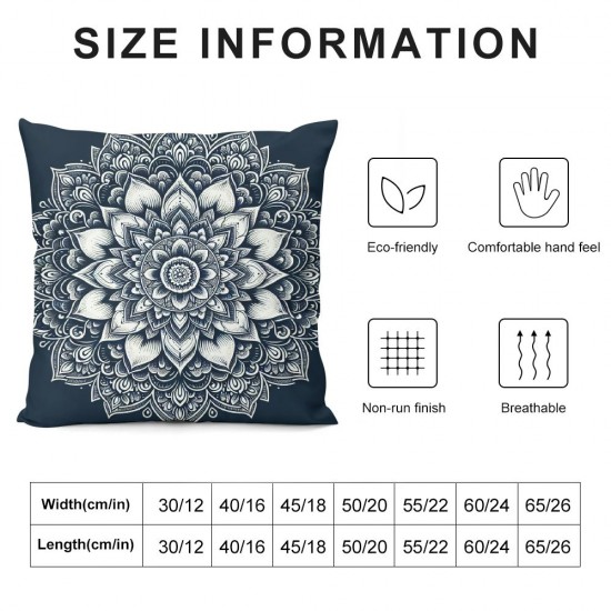 Ulloord Plush Square Modern Navy Blue Abstract Floral Illustration Hidden Zipper Home Sofa Decorative  Throw Pillow Cover Cushion Case ch Design Printed Pillowcase