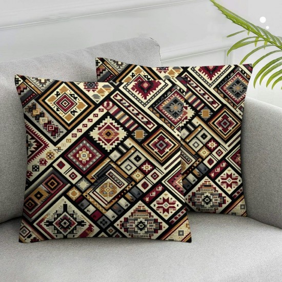 Ulloord Romantic South Western Style Hidden Zipper Sofa Decorative Throw Pillow Cover Cushion Case Square Design Pillowcase