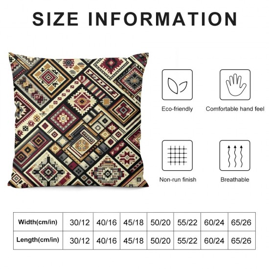 Ulloord Romantic South Western Style Hidden Zipper Sofa Decorative Throw Pillow Cover Cushion Case Square Design Pillowcase