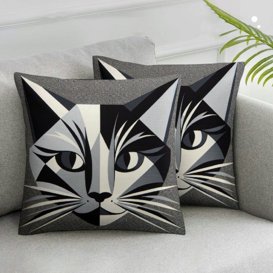 Ulloord Romantic Cat Hidden Zipper Home Sofa Decorative Throw Pillow Cover Cushion Case Square Design Printed Pillowcase