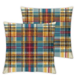 Ulloord Romantic Square Dress Tartan Plaid Hidden Zipper Home Sofa Decorative Throw Pillow Cover Cushion Case Design Printed Pillowcase