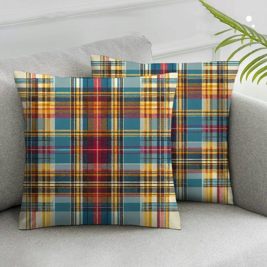 Ulloord Romantic Square Dress Tartan Plaid Hidden Zipper Home Sofa Decorative Throw Pillow Cover Cushion Case Design Printed Pillowcase