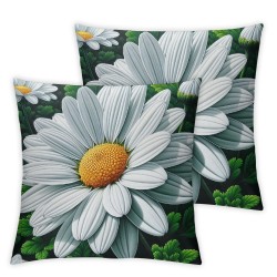 Ulloord Spring Daisy Pillow Covers , Decorative Throw Pillow Case Gray Buffalo Plaids Cushion Case for Couch Home Outdoor Sofa Decoration