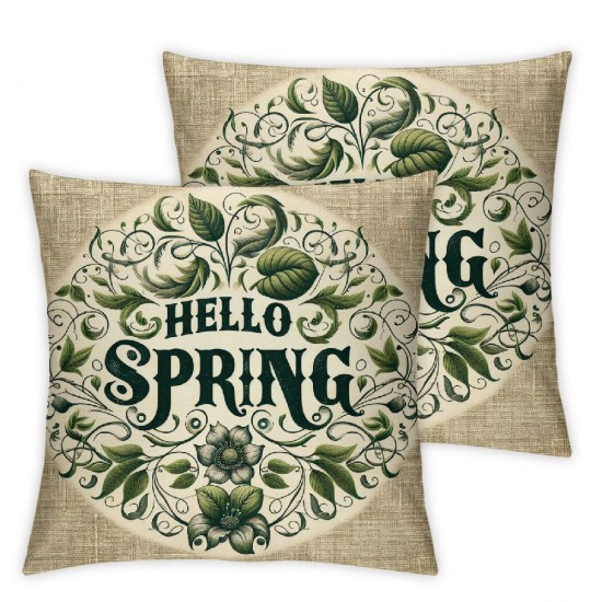 Ulloord  Spring Pillow Covers  Spring Green Leaves Throw Pillowcase Modern Home Sofa Bedroom Living Room Holiday Cushion Case Decorations