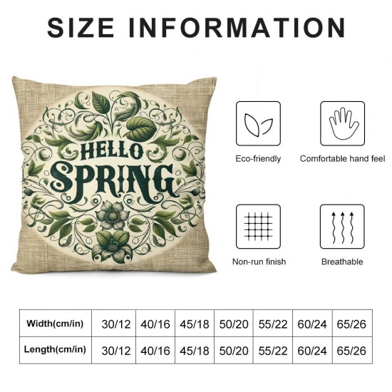 Ulloord  Spring Pillow Covers  Spring Green Leaves Throw Pillowcase Modern Home Sofa Bedroom Living Room Holiday Cushion Case Decorations