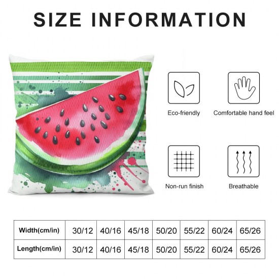 Ulloord  Summer Throw Pillow Covers Watercolor Watermelon Pillow Case  Inch Fruit Sweet Home Cushion Case for Home Indoor Outdoor Sofa Couch Office Decoration,