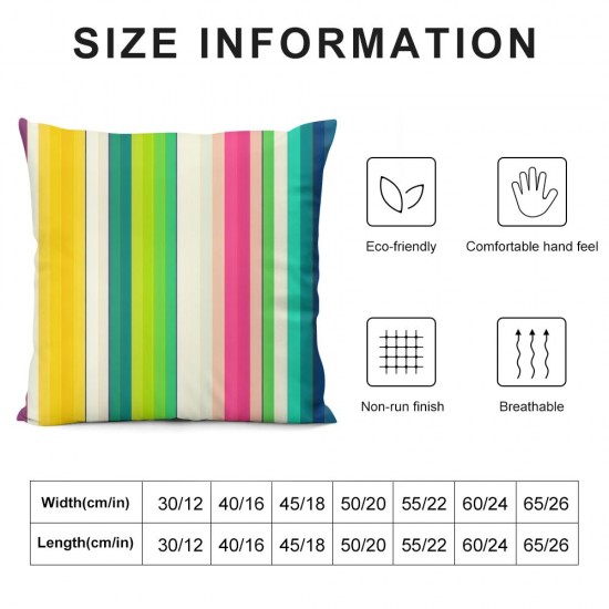 Ulloord Pillow Covers Colorful Srtipes Decorative Throw Pillow Case Easter Eggs Spring Cushion Cover for Holiday Sofa Decoration Supplies,