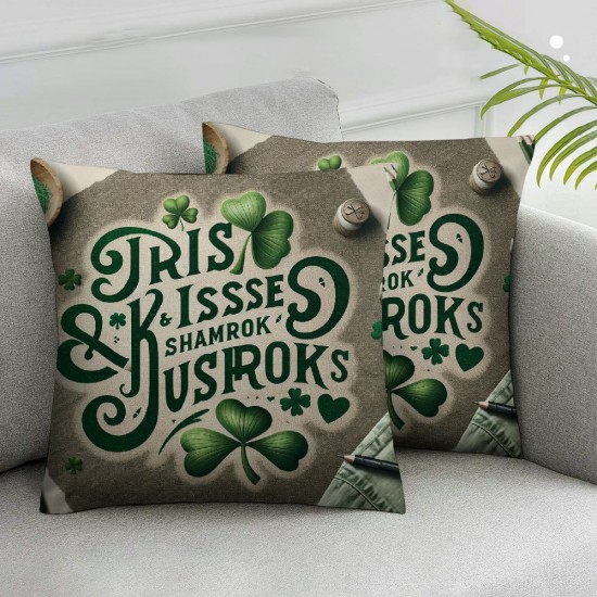 Ulloord Saying Pillow Cover Green Throw Pillow Case Lucky Farmhouse Cushion Cover for Home Office Sofa Couch,