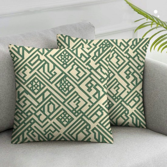 Ulloord Sunflower Pillow Covers Summer Flower Leaves Throw Pillow Case Green Stripes Checks Farmhouse Floral Cushion Cover for Home Office Sofa Couch Decoration,