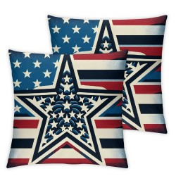 Ulloord Happy Pillow Covers American Flag Stars Stripes Cushion Case Cushion Cover for Home Office Sofa Couch Decoration Supplies,