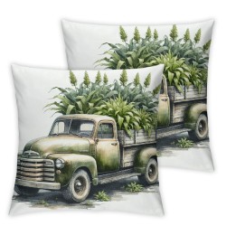 Ulloord  Farmhouse Eucalyptus Leaves Decorative Pillow Cover Summer Truck Throw Pillow Case Buffalo Plaids Home Sweet Home Cushion Cover for Home Office Sofa Couch Decoration,