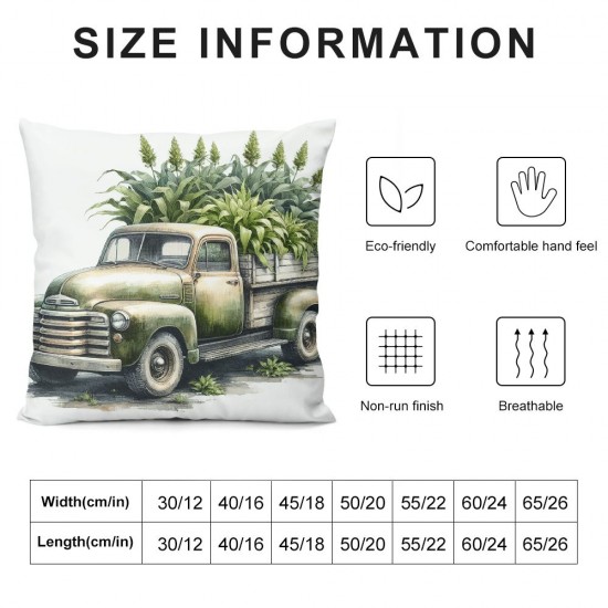 Ulloord  Farmhouse Eucalyptus Leaves Decorative Pillow Cover Summer Truck Throw Pillow Case Buffalo Plaids Home Sweet Home Cushion Cover for Home Office Sofa Couch Decoration,