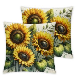 Ulloord Sunflower Pillow Covers Summer Farmhouse Throw Pillow Case Rustic Buffalo Plaids Floral Decorative Cushion Case for Holiday Indoor Outdoor Sofa Home,