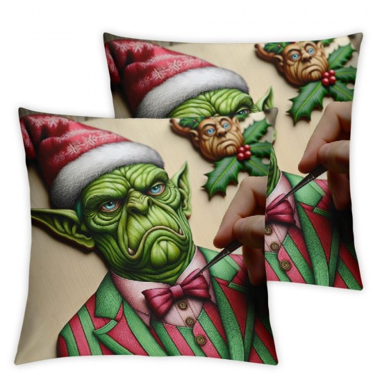 Ulloord Christmas Pillow Cover Cartoon Character Throw Pillowcase Cushion Cover for Holiday Farmhouse Home Couch Sofa Decoration,