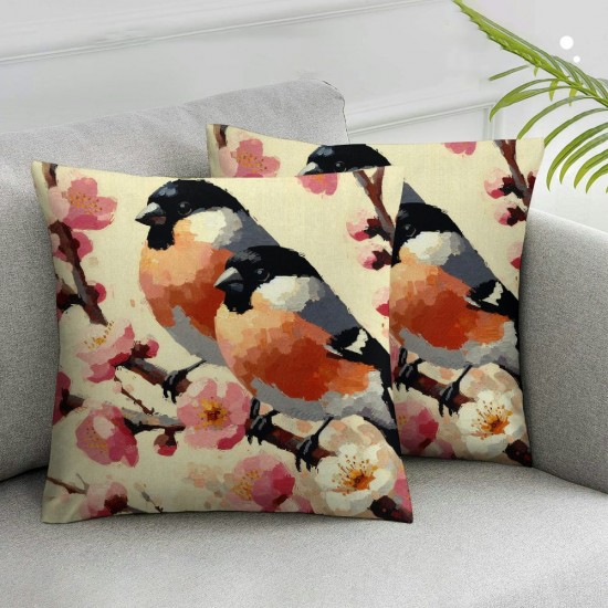 Ulloord  Spring Pillow Covers  Floral Bird Throw Pillowcase Modern Home Sofa Bedroom Living Room Holiday Cushion Case Home Decorations