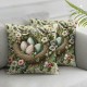 Ulloord Spring Pillow Covers  Floral Bird Eggs Green Throw Pillowcase Home Sofa Bedroom Living Room Holiday Cushion Case Decorations