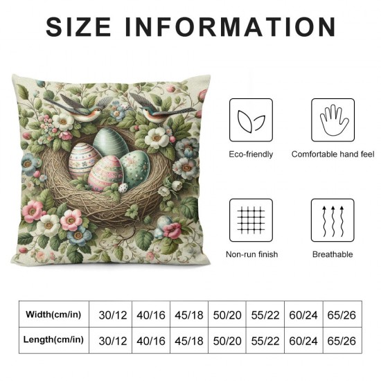 Ulloord Spring Pillow Covers  Floral Bird Eggs Green Throw Pillowcase Home Sofa Bedroom Living Room Holiday Cushion Case Decorations