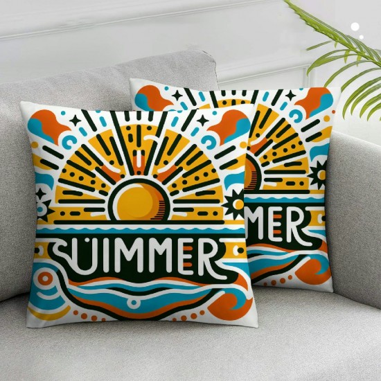 Ulloord  Summer Pillow Covers  Simple Sun Art Pillows Covers Summer Farmhouse Cushion Case Decor for Sofa Couch