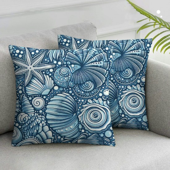 Ulloord Summer Pillow Covers Ocean Blue Throw Pillow Covers Summer Cushion Case Decor for Sofa Couch