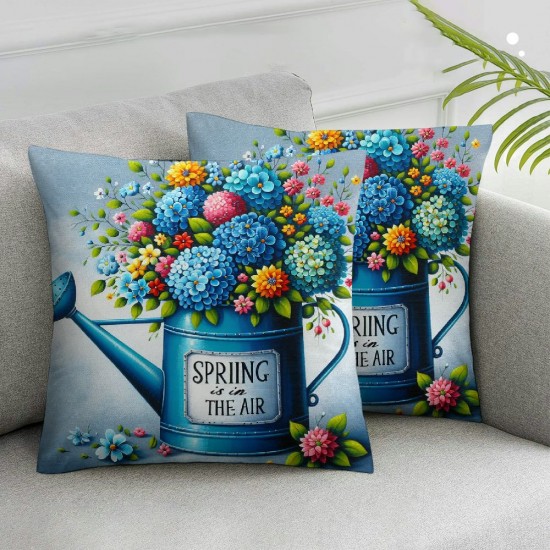 Ulloord  Spring Pillow Covers  Spring is in The Air Throw Pillowcase Flowers Home Sofa Bedroom Living Room Holiday Cushion Case Farmhouse Decorations