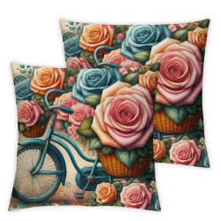 Ulloord  Spring Pillow Covers  Spring Bike Flowers Throw Pillowcase Home Sofa Bedroom Living Room Holiday Cushion Case Farmhouse Decorations