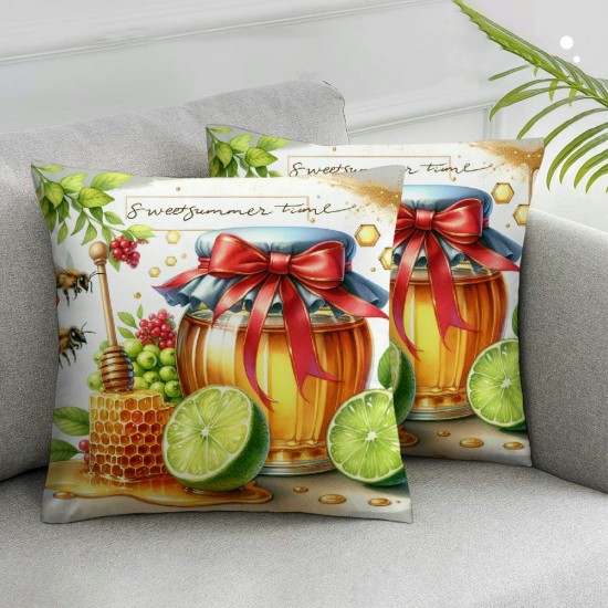 Ulloord  Summer Pillow Covers h Sweet Honey Bee Throw Pillow Covers Summer Farmhouse Cushion Case Decor for Sofa Couch