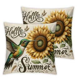 Ulloord Summer Pillow Covers  Sunflower Throw Pillow Covers Summer Farmhouse Cushion Case Decor for Sofa Couch