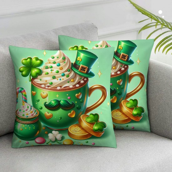 Ulloord St Patricks Day Pillow Covers Irish Kisses Throw Pillowcase Leprechaun Hat Home Sofa Decor Pillowcase Happy Decoration Cushion Cases