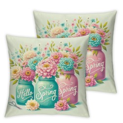 Ulloord Spring Pillow Covers  Flower Floral Throw Pillowcase Seasonal Summer Home Sofa Bedroom Living Room Holiday Decor Cushion Case