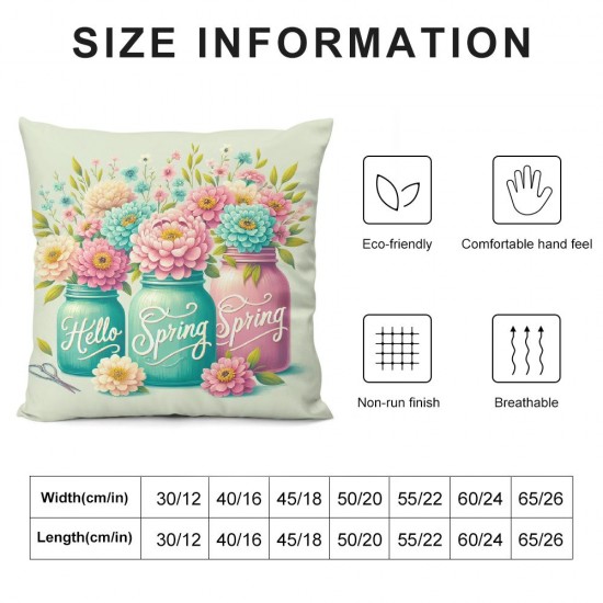 Ulloord Spring Pillow Covers  Flower Floral Throw Pillowcase Seasonal Summer Home Sofa Bedroom Living Room Holiday Decor Cushion Case