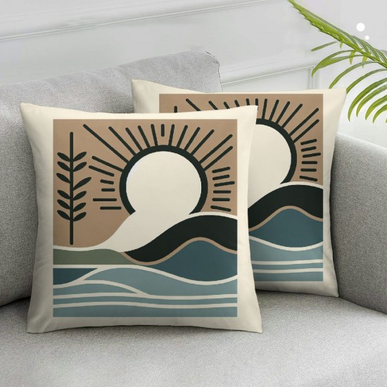 Ulloord  Summer Pillow Covers  Sun Illustration Boho Style Throw Pillow Covers Summer Farmhouse Cushion Case Decor for Sofa Couch