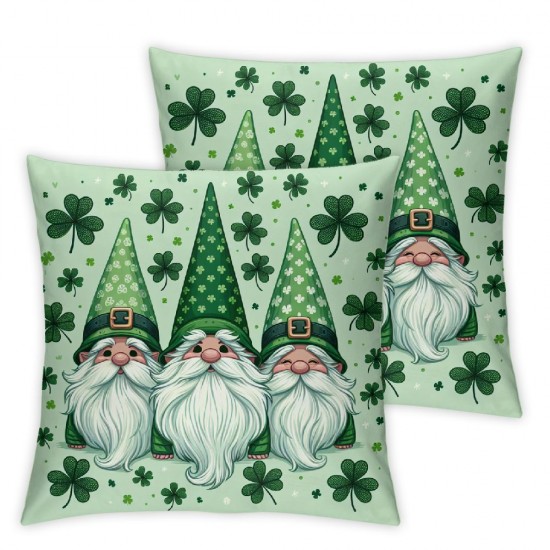 Ulloord St Patricks Day Pillow Covers Shamrock Gnomes Throw Pillowcase Green Home Sofa Decor Pillowcase Happy Farmhouse Decoration Cushion Cases