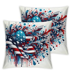 Ulloord Pillow Covers Stars Throw Pillow Covers Cushion Case Red Stripes Pillowcase Decorations for Sofa Couch